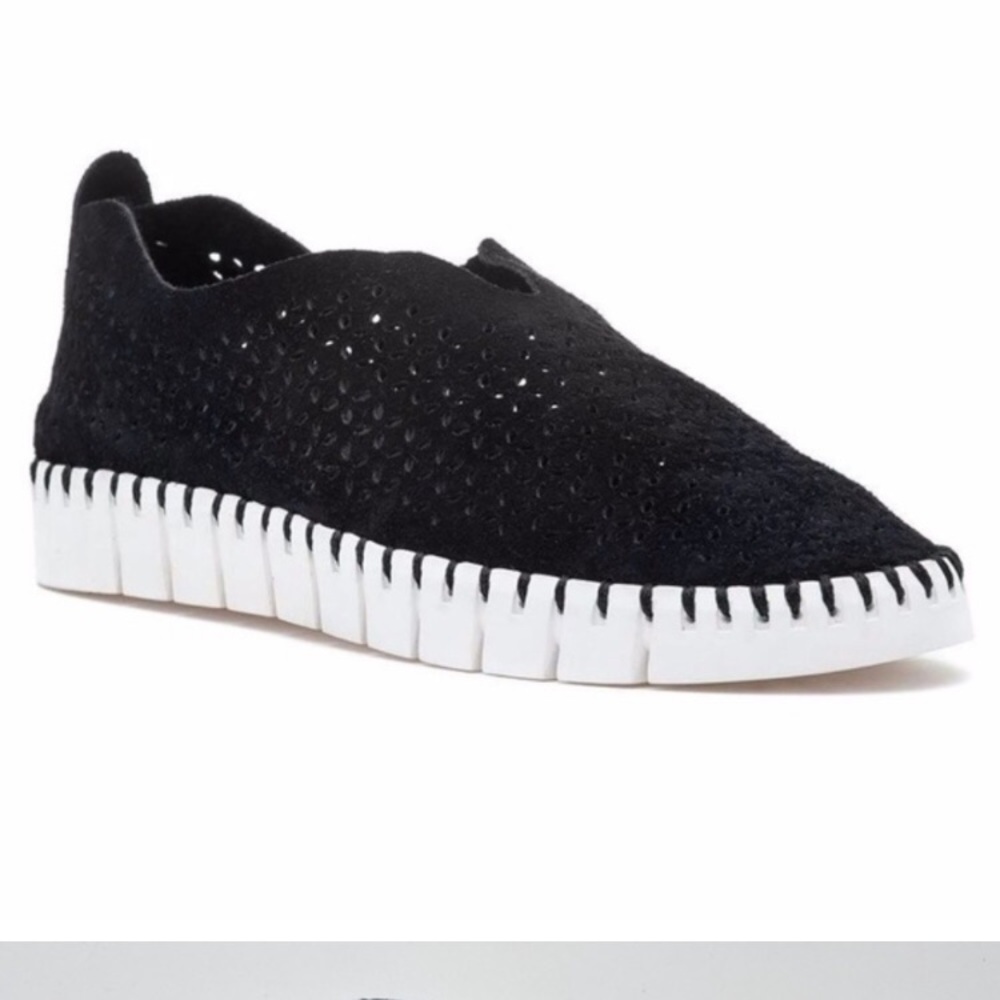 Jeffrey Campbell Tile Perforated Suede Slip-ons